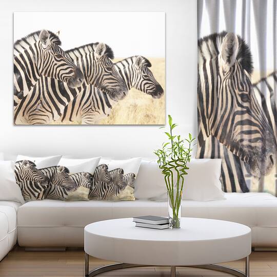Designart - Zebras in A Row in Grassland